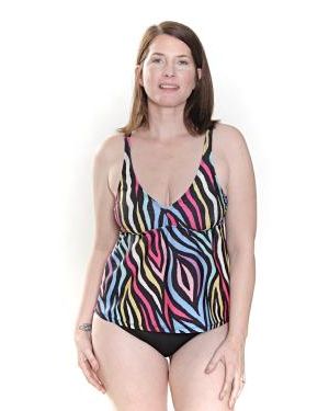 TANKINI ESTAMPADA CON BOMBACHA LISA CON CINTURA