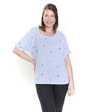 BLUSA ANCHA RAYADA CON Bordado MGA.JAP