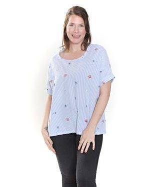 BLUSA ANCHA RAYADA CON Bordado MGA.JAP