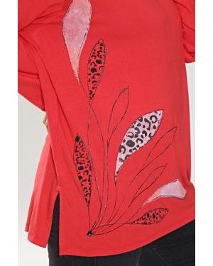 Escote en V  Manga Larga  TSE Pintado  FLOR/ANIMAL PRINT INF