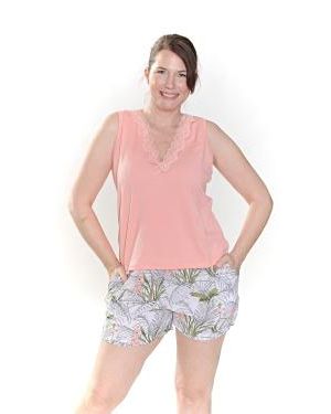 PIJAMA JUVENIL Remera Sin Mangas  LISA CON SHORT ESTAMP